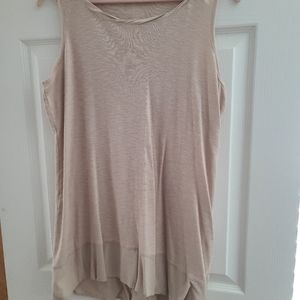 LOGO Lori Goldstein 1X Sweater Knit Tank Sandstone